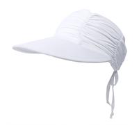 (White) Womens Sun Visor Hat Wide Brim Ice-Feel Material UV Protection Summer Topless Beach Hat Foldable Quickly-Dry Sun Protection Beach Sport Cap