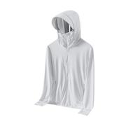 White Women's UPF 50+ Hoodie Jacket Removable Cap Face Protection Hoodies with Zipper Pockets Full Zip Up Lightweight Breathable Sun Shirts Long Sleeved Sportswear for Hiking Camping Outdoor