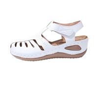 White Women's Wedges Fisherman Closed Toe Sandals Hollow out Comfortable Wedge Sandal Thick Cushion Platform All Day Comfy Daily Wear Holiday Beach Casual Sandals Ladies Footwear Size 7.5