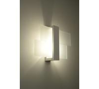 White Wood & Glass Wall Lamp 30x30x12cm Modern Scandinavian Design E27 [EEK: A+++]