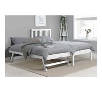 White Wood Guest Bed 2 mattresses Birlea Buxton Trundle Frame Hideaway Stop Over