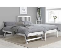 Birlea White Wood Guest Bed 2 mattresses Buxton Trundle Frame Hideaway Stop Over | Size: Single Birlea White Single