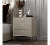 White Wood, Light Luxury Nightstand For Bedroom, Modern Simplicity Bedside Cabinet 3 Drawer Grey, Leather Heightened Small Three-layer Three-drawer 50X40X63CM Decoratio