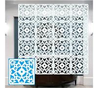 White Wood Plastic Hollow Room Divider Screen 29x29cm 27pcs Living Room & Office Decorative Partition Stylish Privacy Solution for Home & Workspace