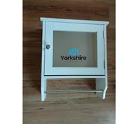 White Wood Single Mirror Door Storage Cabinet Towel Rail with Shelf