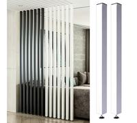 White Wood Slat Room Divider2 Pack Adjustable Floor to Ceiling Partitions 2880 Inches High Stylish Office and Living Room Privacy Screens Elegant Column Design