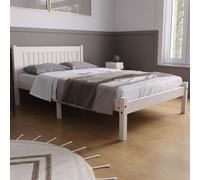 White Wood Small Double Bed and Mattress Bundle Rio Air Sleepsoul 120cm 4ft
