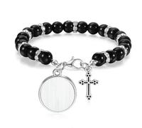 White Wood Veins Pattern Background Beaded Bracelet Boho Jewelry