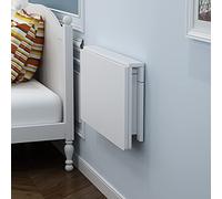 White Wood Wall-Mounted Folding Drop Leaf Dining Table & Corner Computer Desk for Small Spaces - Adjustable Sizes 60-120cm, Space-Saving, Modern Design