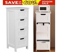White Wooden Bathroom Cabinet Shelf Cupboard Bedroom Storage Unit Free Standing
