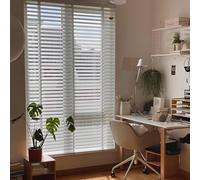 White Wooden Blackout Blinds, 2" Slats Horizontal Window Blinds, Privacy & Light Filtering, For Office, Living Room, Bedroom(150Wx250Hcm)