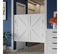 White Wooden Cafe Doors - Western Style Hinged Swinging Doors for Kitchen, Hallway & Closet Entrance, Easy Installation, Size: W135cm x H90cm, Rustic Saloon Design