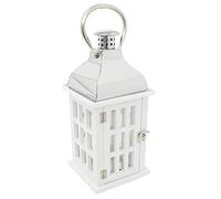White Wooden Candle Lantern | 39cm Hurricane Lantern Candle Holder for Home Garden Patio - Tealight Candle Holder with Handle