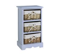 Home Source Lichfield Fully Assembled 3 Wicker Basket Drawer Chest Storage Unit White