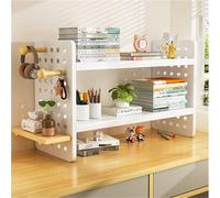 White Wooden Desk with Pegboard Hoo Multi Purpose Boohelf Display for Home Office Sto Solut (40x15x36cm)