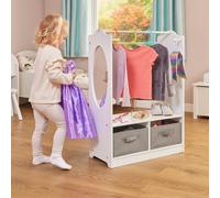 White Wooden Dress Up Unit with Grey Storage Boxes, White