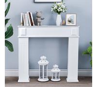 (White) Wooden Fireplace Surround Storage Cabinet Unit