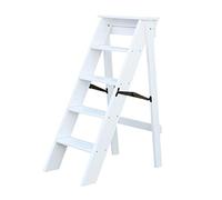 White Wooden Folding Step Stool Ladder for Adults 5 Steps Sturdy & SpaceSaving Design Ideal for Home Kitchen anOffice Use Lightweight & Easy to Store