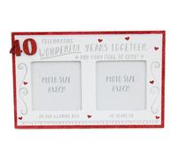 White Wooden Freestanding Ruby Glitter 40TH Wedding Anniversary Photo Frame