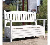 White Wooden Garden Bench 2-Seater with Storage, High Back & Armrests, Durable Outdoor/Indoor Furniture, Perfect for Parks & Backyards, Stylish Seating Solution