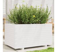 White Wooden Garden Planter Box 90x60cm Solid Pine Outdoor Flower Bed
