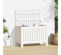 White Wooden Garden Storage Box Pine Outdoor Cushion Chest Small 76cm