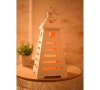White Wooden Lantern Heart LED Battery Candle Holder Pyramid Home Decoration Marco Paul White One Size