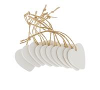 White Wooden Love Hearts (10 Pack) with String - White Painted MDF Wood Heart Shapes (4cm x 4cm) with Hanging Hole - Decorations, Wedding, Anniversary, Valentines