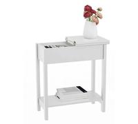 White Wooden Narrow Flip Top Sofa Bed Side End Table Night Stand Storage Console