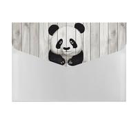 White Wooden Panda File Folder 6-Pocket, Waterproof Accordion File Organizer with Snap Closure, Expanding Document Holder for Office, Home