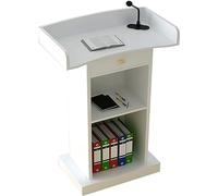 White Wooden Podium with Drawer Perfect for Church Speeches Presentations Class Use Versatile Desk for Laptops at Events and Concerts