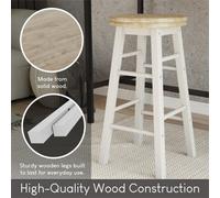 White Wooden Revolving Bar Stool Kitchen Breakfast Seat Dining Furniture