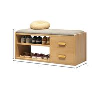 White Wooden Shoe Cabinet Rack with Soft Cushion Storage Ottoman Removable Shelves Entryway Bench for Small Spaces - Stylish Shoe (31.5" Size)