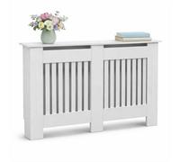 White Wooden Slatted Grill Radiator Cover Mdf Cabinet - Large