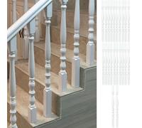 White Wooden Stair Balusters - 22 pcs Spindles for Interior Stairs Modern Railing Newel Post Kit Loft Villa Baluster Columns for Stair Remodeling and Upgrades