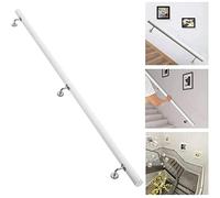 White Wooden Stair Handrail Kit 1ft 20ft Adjustable Banister with Non Slip Railings Indoor/Outdoor Support Rod for Elders & Kids Safe Stair Grab Bar System