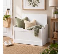 White Wooden Storage Bench & Toy Box With Hinged Lid