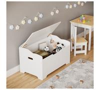(White) Wooden Storage Chest Bench Stool Trunk Toy Box