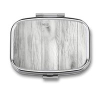 White Wooden Texture Pill Box 2 Compartment - Small Metal Medicine Organizer Portable Pill Case for Purse Pocket Travel Vitamin Organizer for Men Women, BPA-Free