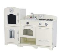 Teamson Kids White Wooden Toy Kitchen with Fridge Freezer and Oven TD-11413W