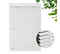 White Wooden Venetian Blinds 45cm 60cm 80cm 110cm 120cm 130cm,Horizontal Blinds,Real Wood Venetian Blinds 50mm Slats,Blackout/Breathable Shutters,Easy to Install Curtains,W×H-60x130cm/23.5x51in
