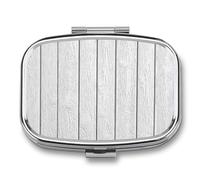 White Wooden Wall Panel Texture Pill Box 2 Compartment Portable Medicine Pill Case Travel Pill Organizer for Pocket Purse