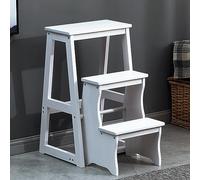 White WooFolding Chair for Libra3Step Solid Wood Stool Portable Display Ladder & Shelf for Home Use Versatile and Slish Fur Solut