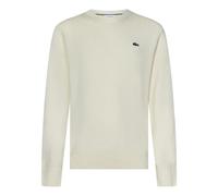 White Wool Jumper with Crocodile Badge - male - Lacoste - Round-neck Knitwear - White - M - Knitwear M