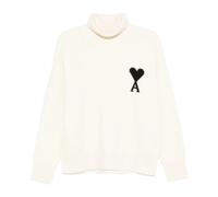 White Wool Turtleneck Jumper Heart Logo - female - Ami Paris - Turtlenecks - White - 2XL - Knitwear 2XL