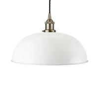 White Worcester Painted Dome Pendant Light With Brushed Chrome Lamp Holder And Black Twisted Cable - Se Home