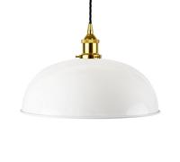 White Worcester Painted Dome Pendant Light With Gold Lamp Holder And Black Twisted Cable - Se Home