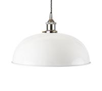 White Worcester Painted Dome Pendant Light With Nickel Lamp Holder And Grey Twisted Cable - Se Home
