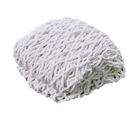 White Woven Mesh Pet Muzzle with Soft Wraparound Shape and Texture | A rounded woven mesh form is shown as a soft muzzle cover with a textured, open-pattern surface. The gathered shape