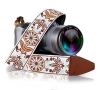 White Woven Vintage Camera Strap Belt For All DSLR Camera. Embroidered Elegant Universal DSLR Strap, Floral Pattern Neck Shoulder Camera Strap for Canon, Nikon,Pentax, Sony,Fujifilm and Digital Camera